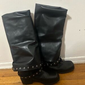 SHEIN CUCCOO GRLICON Women's Square Toe Platform Mid-Calf Boots Size 8